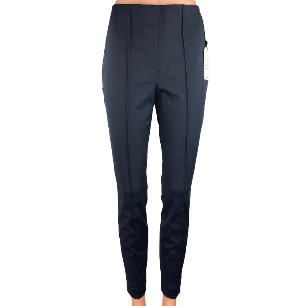 New Express Blue High Rise Stretch Slim Pleated Tapered Leg Trouser Pant Size XS